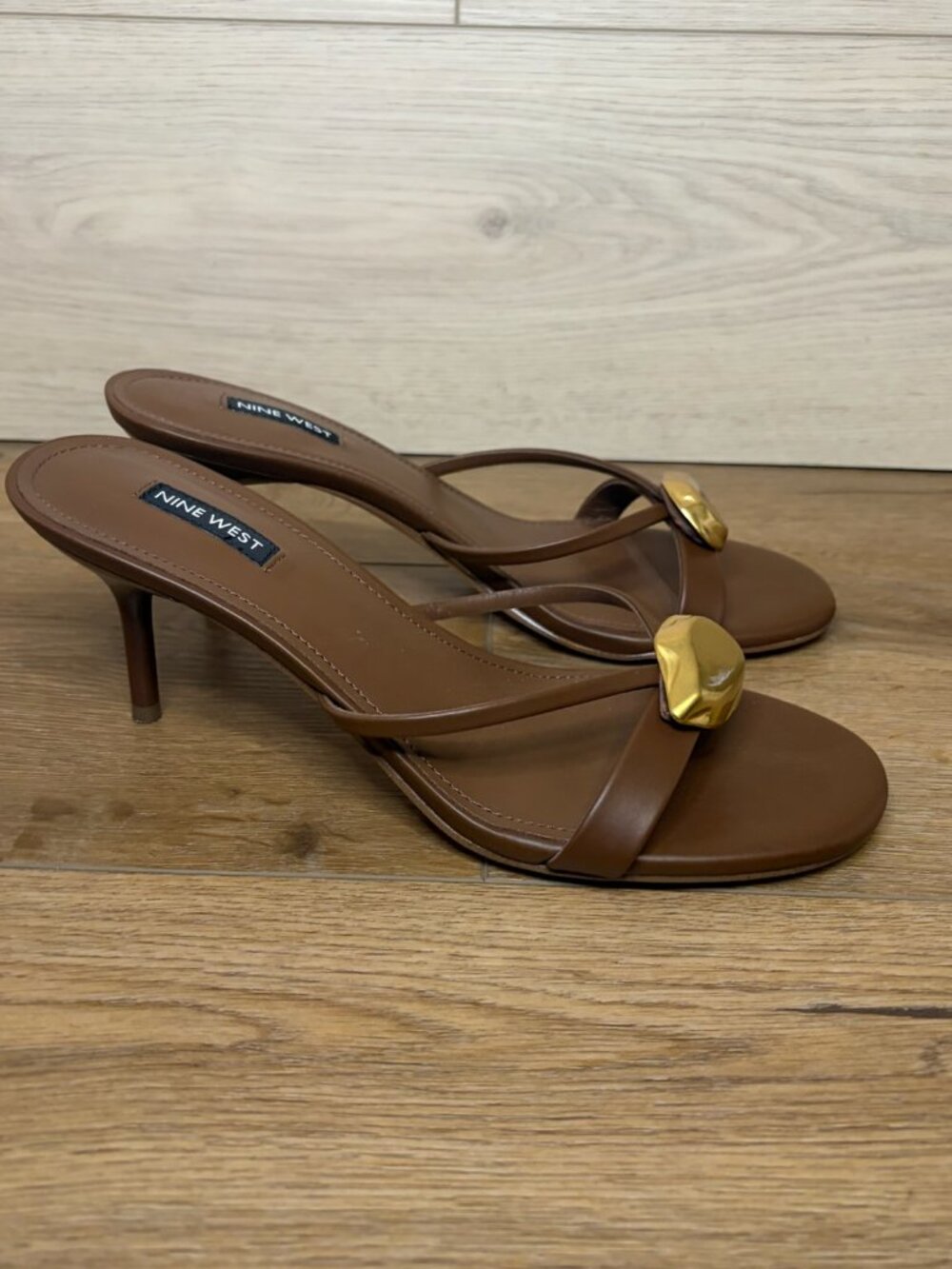 Nine Wet Ernise 3 Slip On Stiletto Heels Medium Brown Size 9M